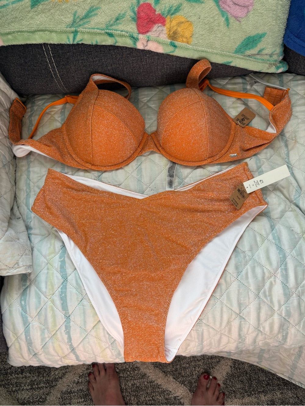 PINK Victoria's Secret Shimmery Orange Bikini Set